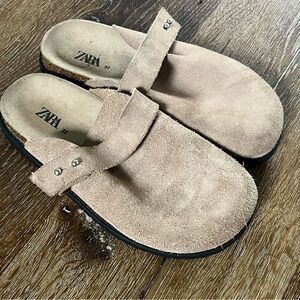 Zara Kids Suede Slip On Clogs